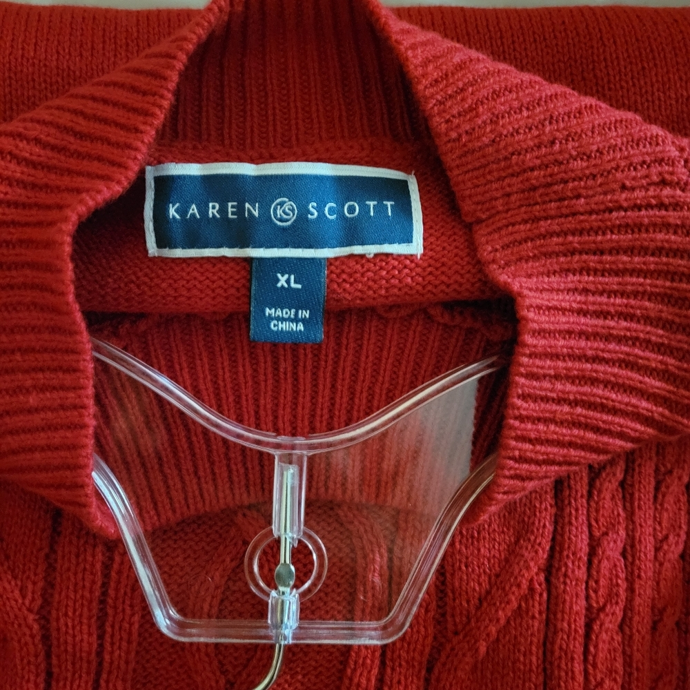 Karen Scott Cable Knit  Sweater red XL - Picture 5 of 9
